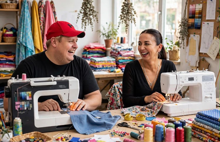 Carlos y Marisol cosiendo juntos